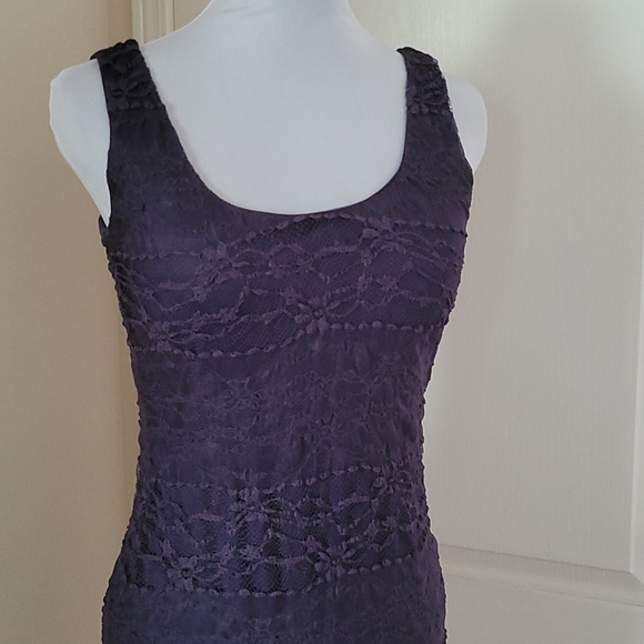 Purple Lace Overlay Dress - Picture 3 of 7